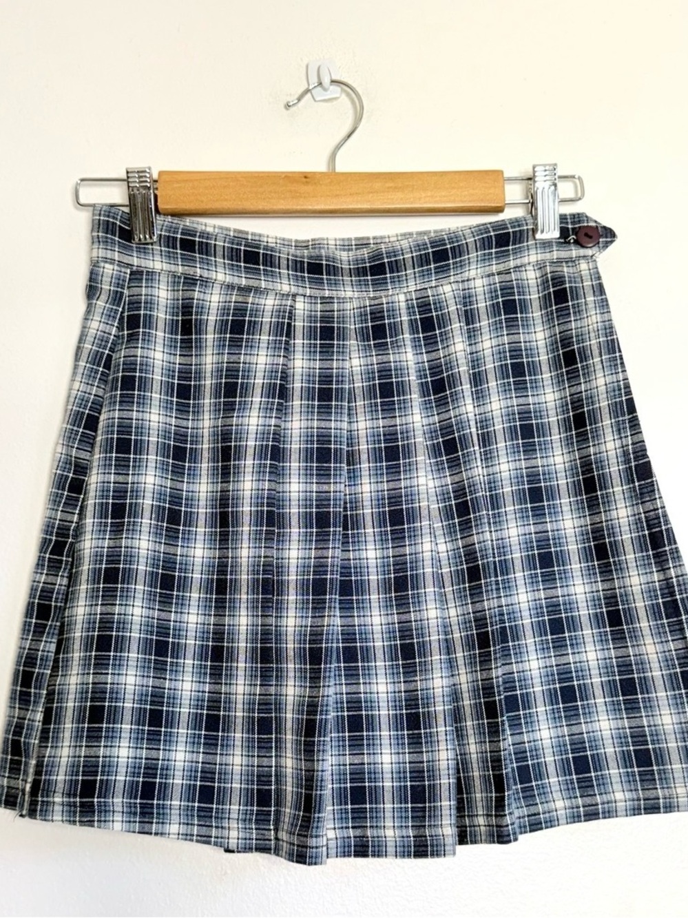 Vintage Plaid A-Line Mini Skort in Navy and White Small
